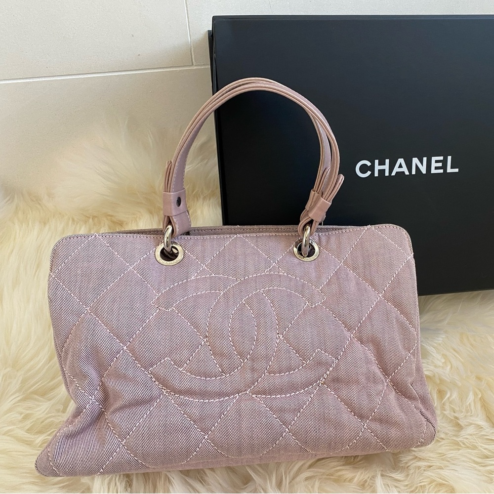 Authentic rare denim light pink Chanel bag